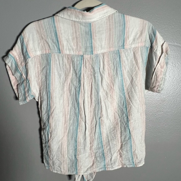 Anthropologie Cloth and Stone Linen Blend Front Tie Shirt- XS - Picture 4 of 8